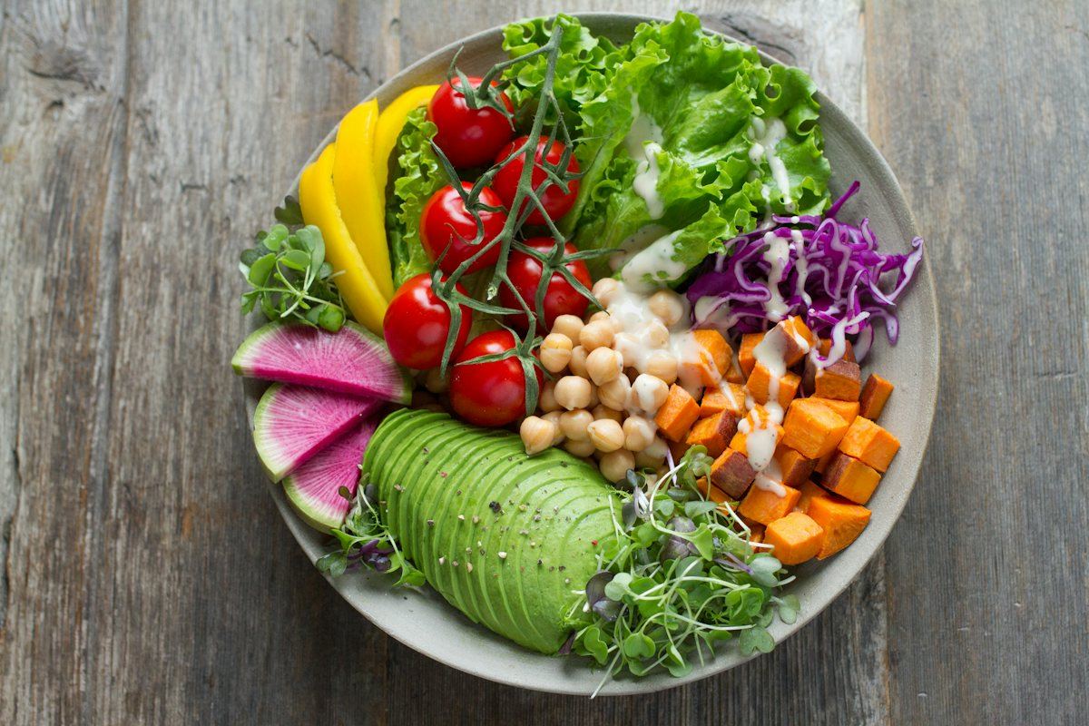 Colourful meal made with fresh ingredients