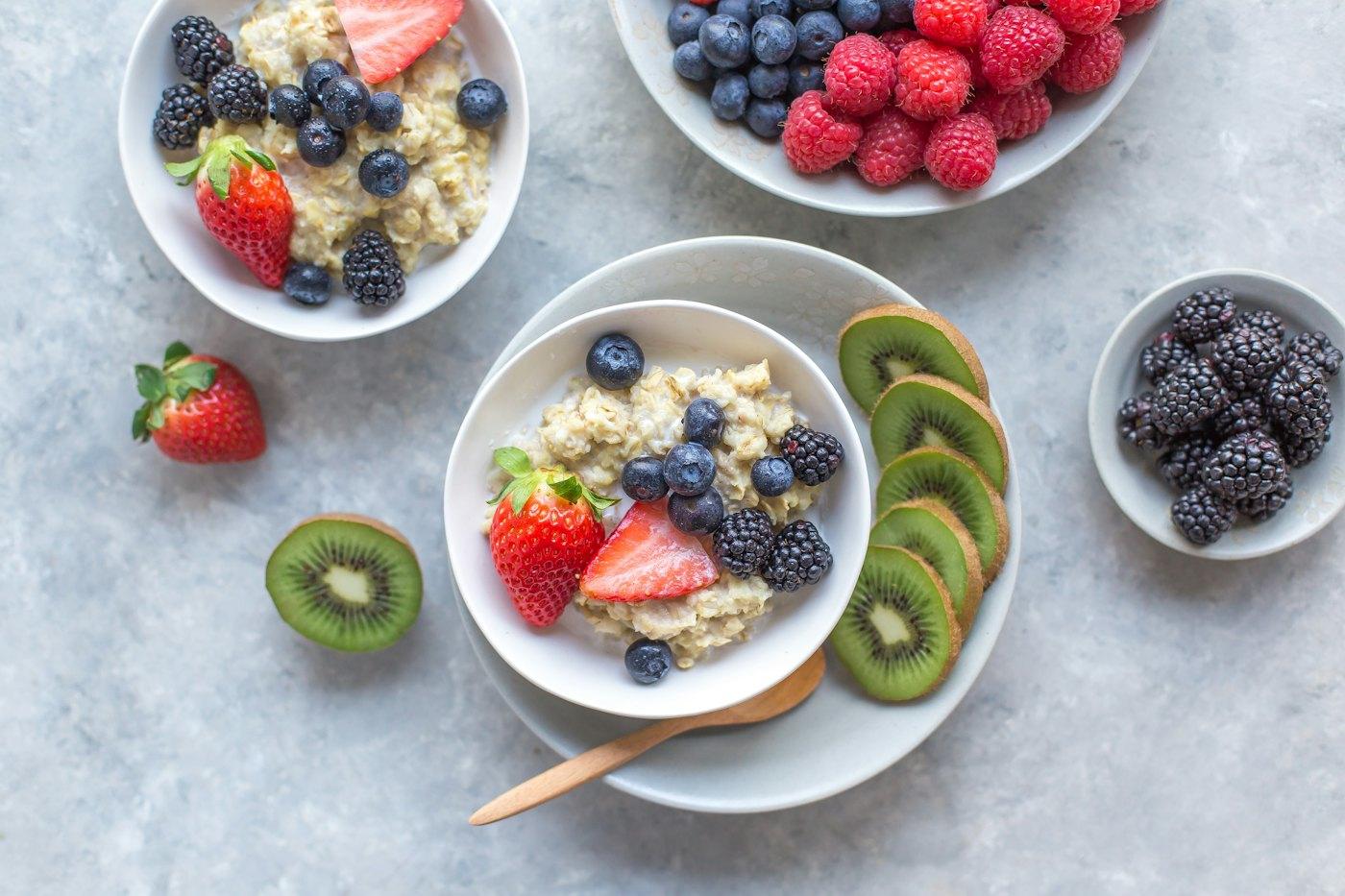 Breakfast with oats and fresh berries